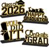 Декор для стола на выпускной 2026 Черно-золотой знак выпускника с колпаком 2026 Идеальный подарок для выпускников