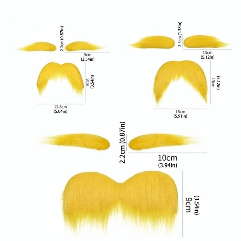 Pack Of Three Fake Beard Self Adhesive Cosplay Outfit Accessories Eyebrow Set Festival Party