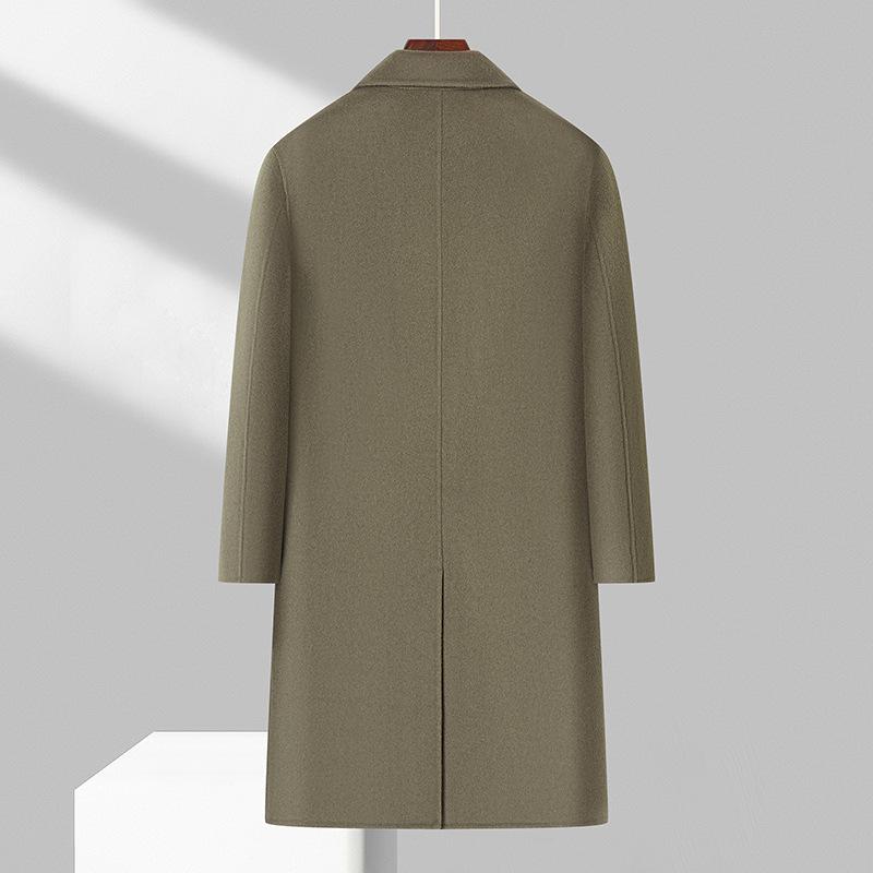 Осенне-зимнее мужское двубортное шерстяное пальто с длинным воротником для молодежи, однотонное, светлое, роскошное