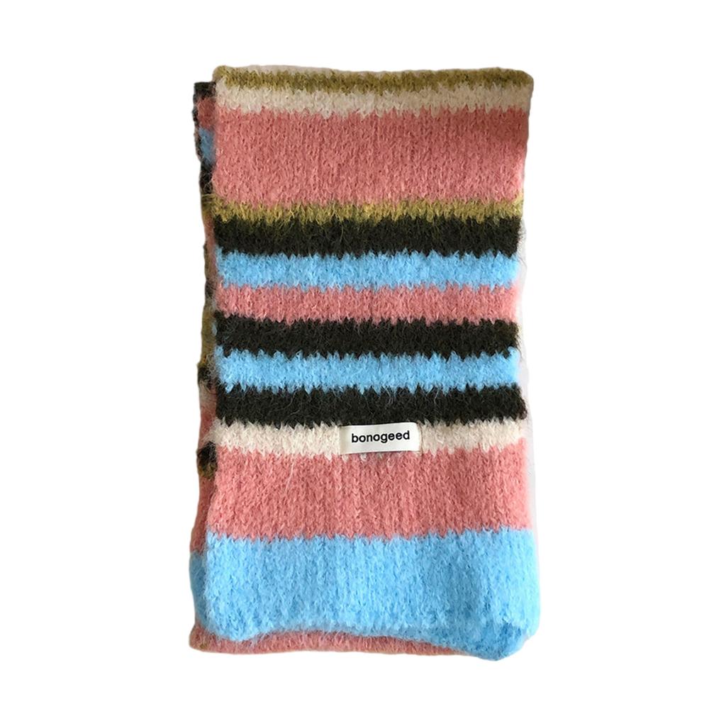 Striped Scarf Color Blocking Warm Neck Warmer Comfortable Neckerchief for Women Men Fall and Winter Outdoor Activities