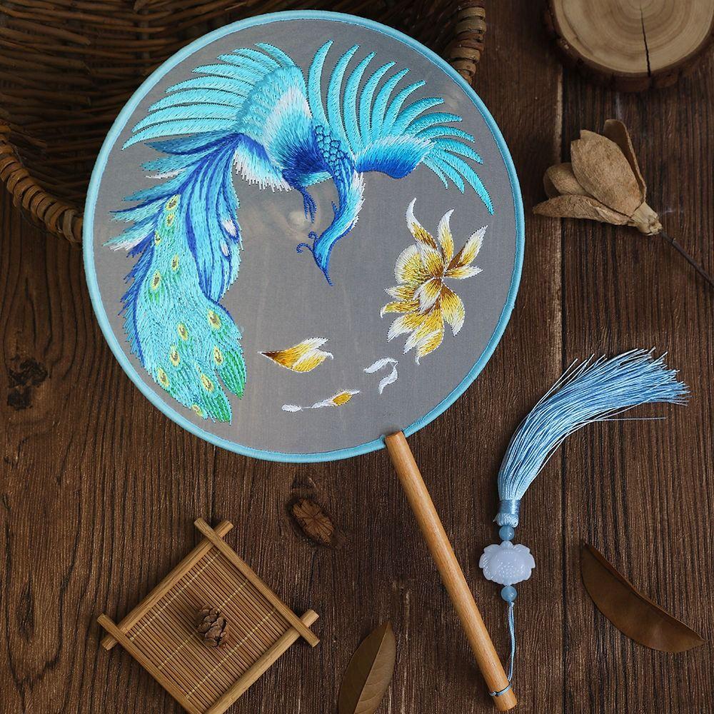 Креативный вышитый шелковый веер с милой пандой, веер Hanfu Tuan, подарочный вышитый круглый веер, украшения для дома