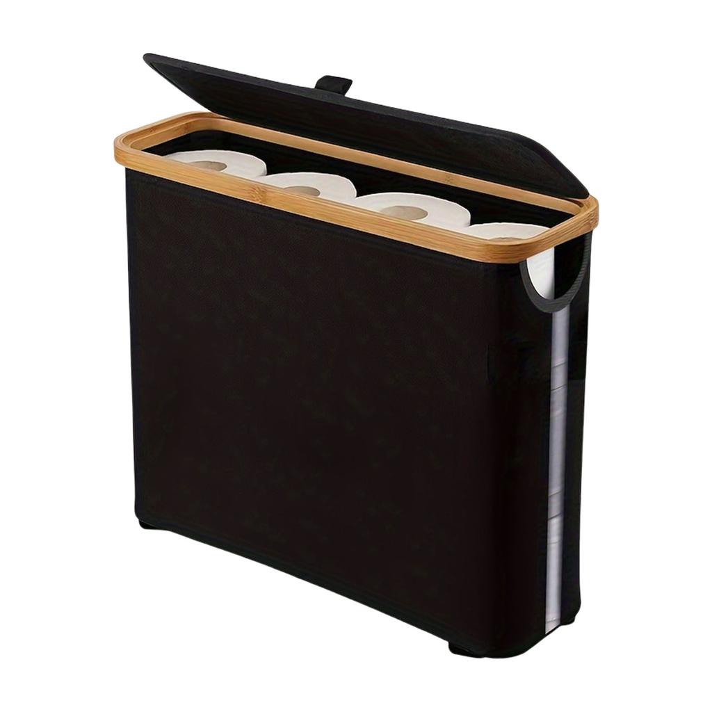 Elegant Toilet Paper Storage Basket for Bathroom Organization Holds Up To 12 Rolls With Quick Assembly Black or Gray
