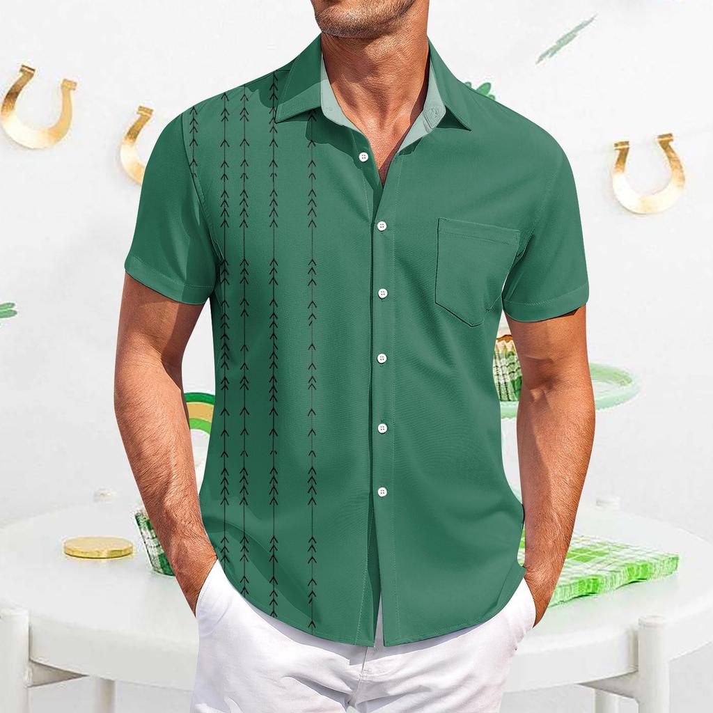 Men's Casual Short-sleeved Shirt Slim Fit Stylish Men's Print