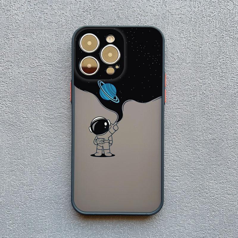 Cute Spaceman Cartoon Spacecraft Phone Case For iPhone 13 11 Pro Max Mini 15 14 12 Pro Max XS XR XS Shockproof Back Cover Bumper
