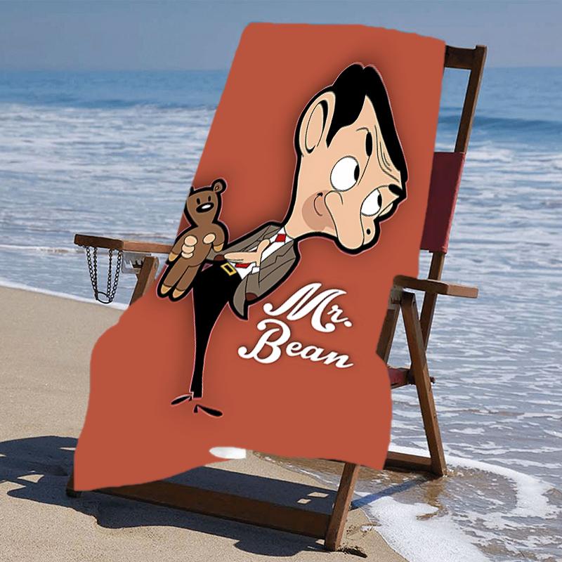 proof beach towel with a Mr. Bean2 pattern - soft,absorbent,quick-drying,machine washable - perfect for swimming,camping,bathing