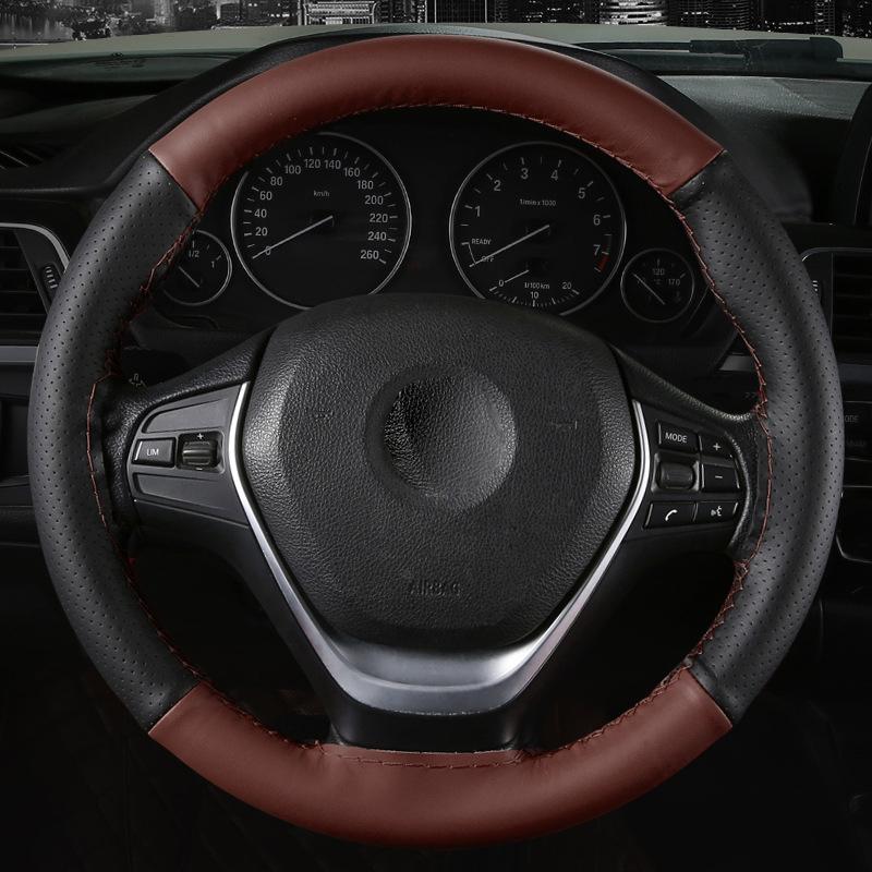 38 см чехол на руль автомобиля искусственная кожа сращивание противоскользящий плетеный чехол для руля с игольчатыми нитками