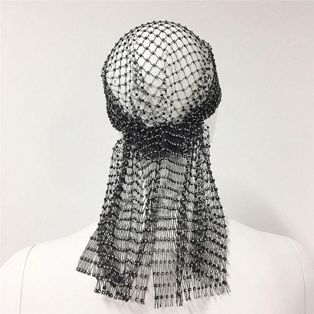 Girl Hair Accessories Bling Turban Mesh Head Scarf Cap Rhinestone Headband Women Hair Scarf