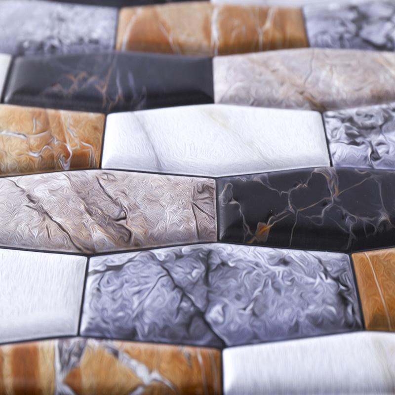10Pcs 3D Removable Wall Sticker Tile Marbling Brick Self-adhesive Waterproof Kitchen Bathroom Home Decor DIY