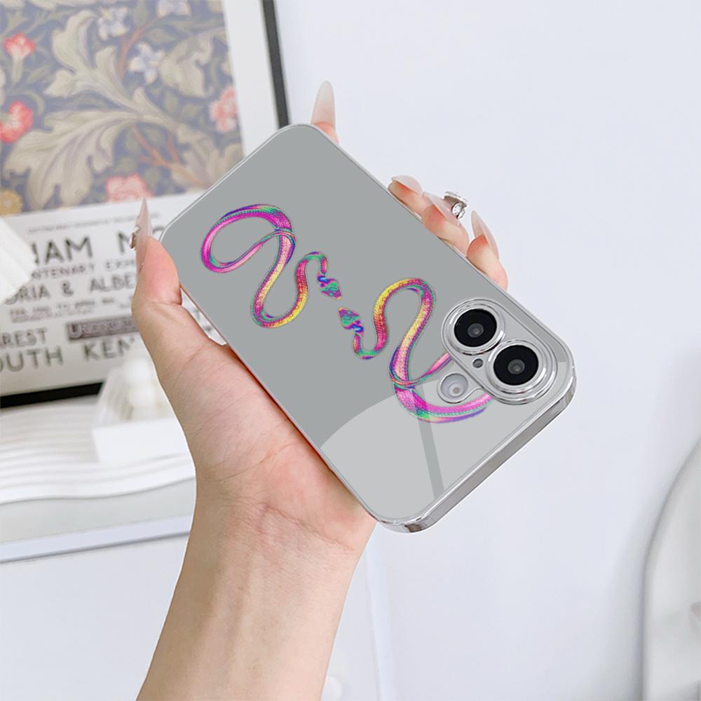 Чехол N136 Black Gold Snake Design для iPhone 16 15 11 Pro Max Samsung S24 S23 A54 A35 Xiaomi Redmi Note 13 Pro с покрытием из закаленного стекла