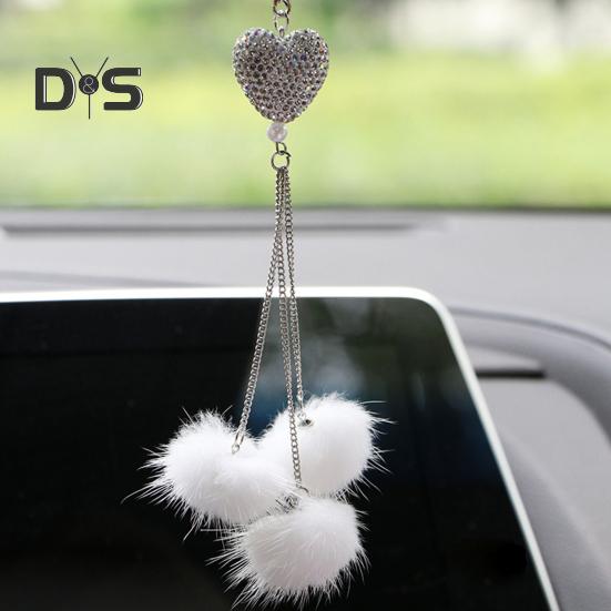 Подвесной кулон в форме сердца, аксессуары для зеркала заднего вида автомобиля со шнурком, легко подвешиваемые сверкающие подвесные подвески