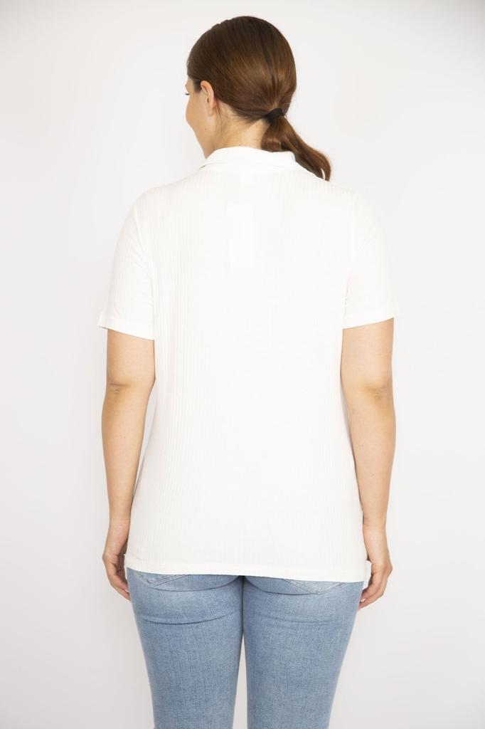 Женская блузка большого размера, желтая блузка больших размеров с воротником-поло и пуговицами спереди, тканевая блузка с короткими рукавами, большие размеры