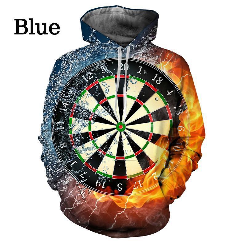 Flying Dart Motif Art Series Print Hoodie for Men, Burnt Target Pattern and Sport Vibe Art Full Graphic Loose Pullover, Fit for Game Club Meetups