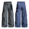 Mens Womens Cargo Pants With Mesh Pockets Cotton Workwear Loose Fit Utility Trousers Outdoor Daily Wear