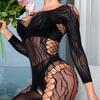 Underwear Stockings Lace Perspective Jacquard Mesh Socks Neck Lace Long Sleeves