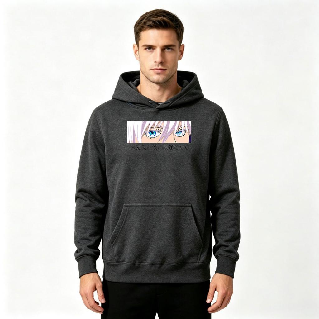 Men's Anime Eye Pattern Pullover Hoodie Casual Long Sleeve Sweatshirt with Japanese Print