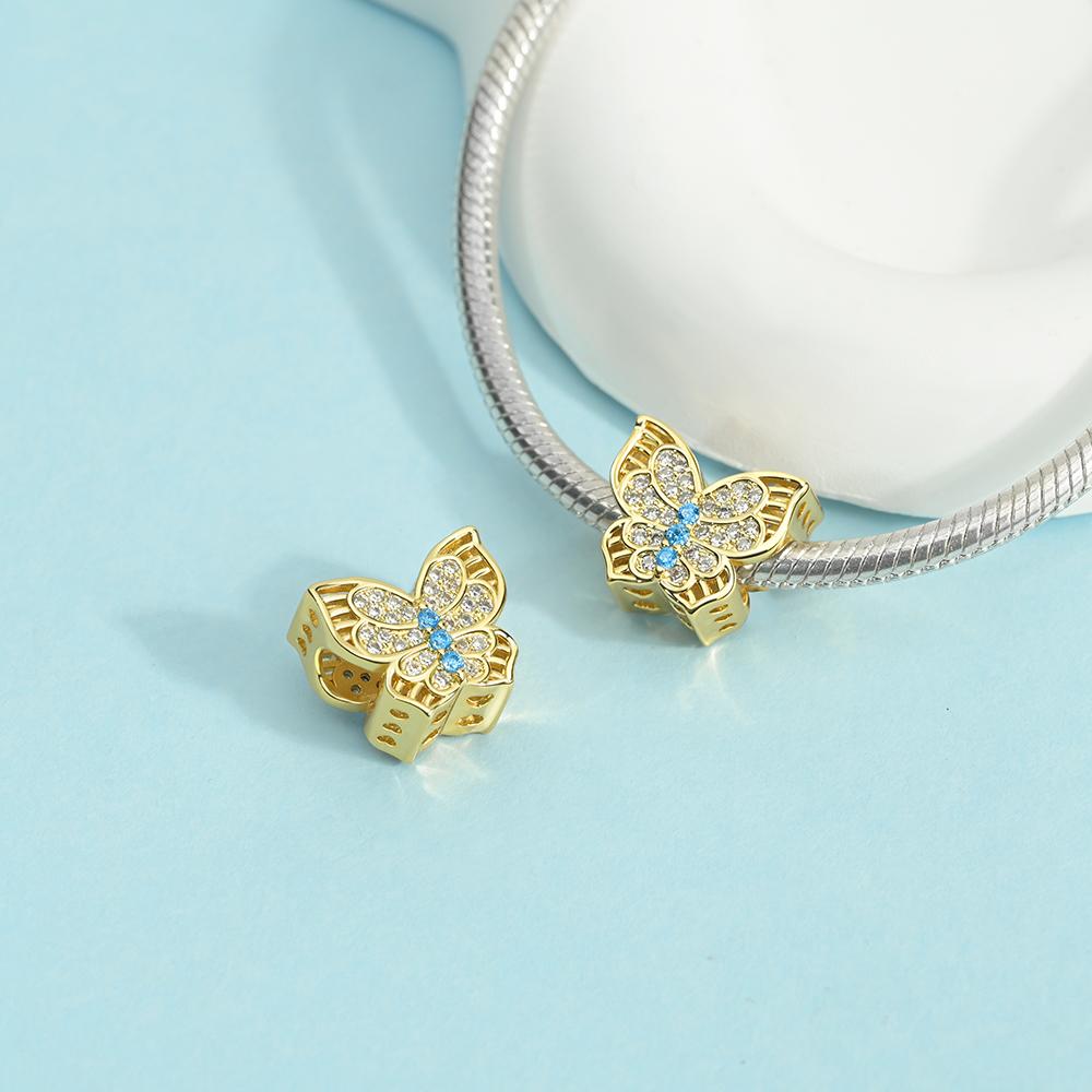 Серия Gold Серебро 925 Сумка Дом-Бабочка Кольцо Светлячок Шарм Подходит для DIY Браслета Ожерелья Наборы Тонких Ювелирных Изделий