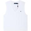 Polo SS23 Solid Color Small Logo Embroidered V-Neck Pullover Knit Vest Women Tops White 211906205-001