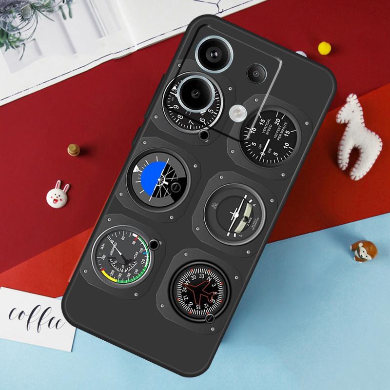 Flight Instruments Case For Xiaomi Redmi Note 14 Pro 13 12 11 10 15 Pro Plus Redmi 15 14C 10C 12C 13C 15C Cover