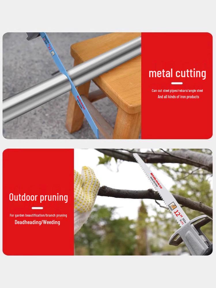 Versatile Reciprocating Saw Blade - Ideal for Metal, Wood, Plastic, and Aluminum with Coarse and Fine Teeth, Extended for Electric Saws