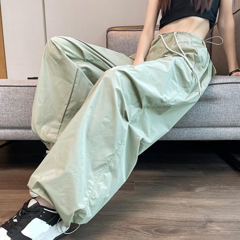 Модные элегантные женские брюки-карго, свободные повседневные быстросохнущие брюки-харлан на шнурке, лето-весна, простые плиссированные брюки 515