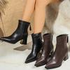 Fashion Vintage Pointed Toe Women Ankle Boots Shoes Autumn Winter Thick High Heels Short Booties Zapatos Mujer
