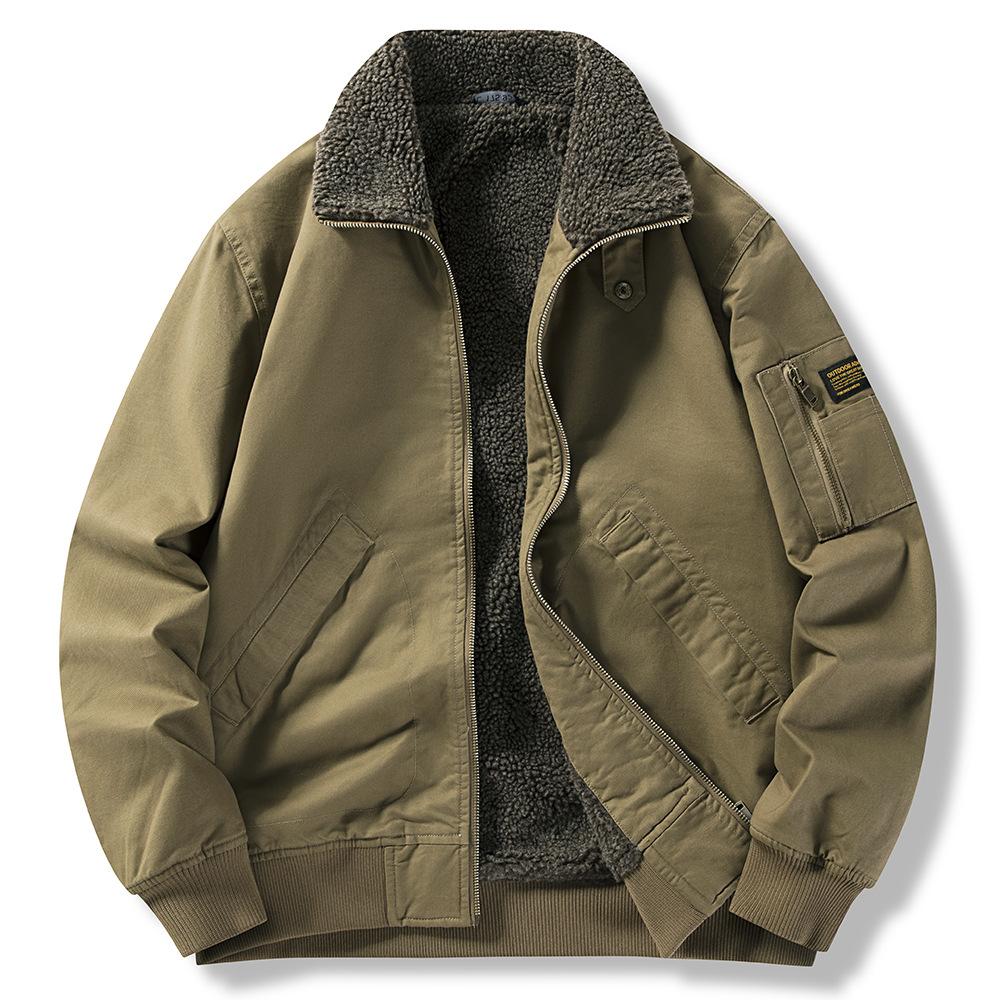 Winter Men's Lapel Jacket Middle-aged Pure Cotton Velvet Thickened Cotton-padded Jacket Men's Loose Large-size Cotton-padded Jacket