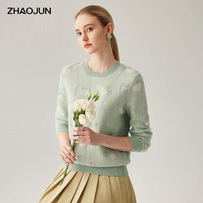 Женский свитер Zhaojun из 100% кашемира с круглым вырезом