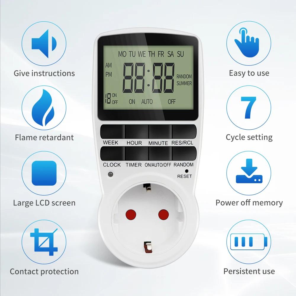 Electronic Digital Timer Switch Socket Kitchen Timer Outlet Programmable Timing Socket Control 220V EU US UK AU Plug