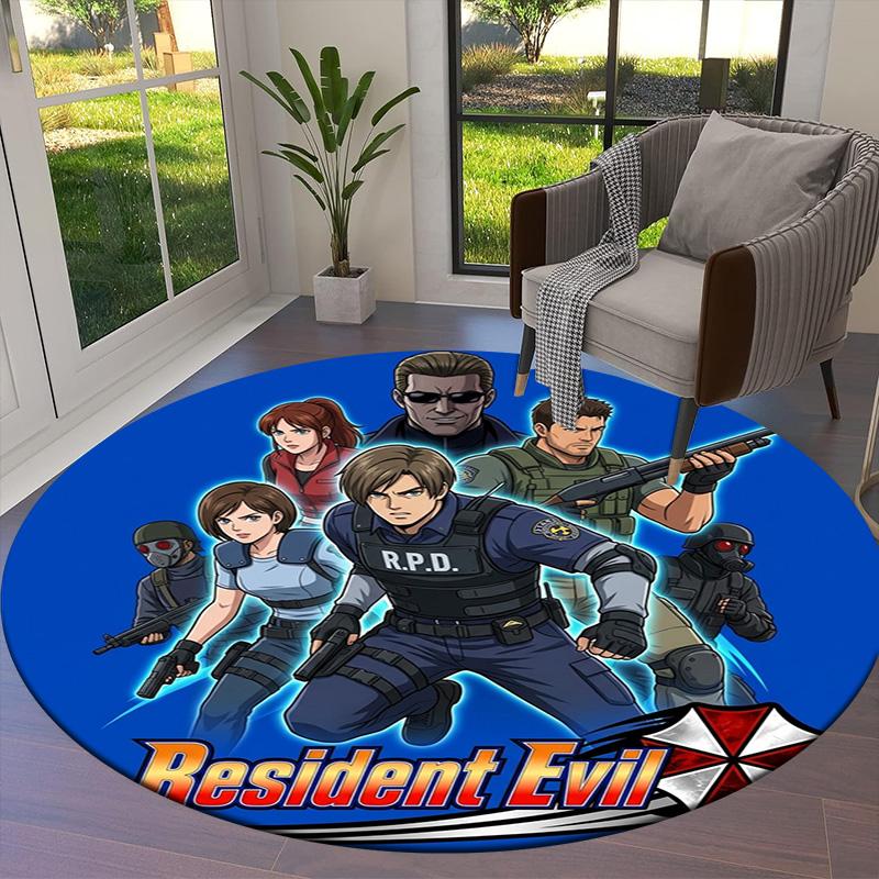 Resident Evil Round Area Rug Carpet Rug For Living Room Bedroom Sofa Playroom Decor Nonslip Floor Mat