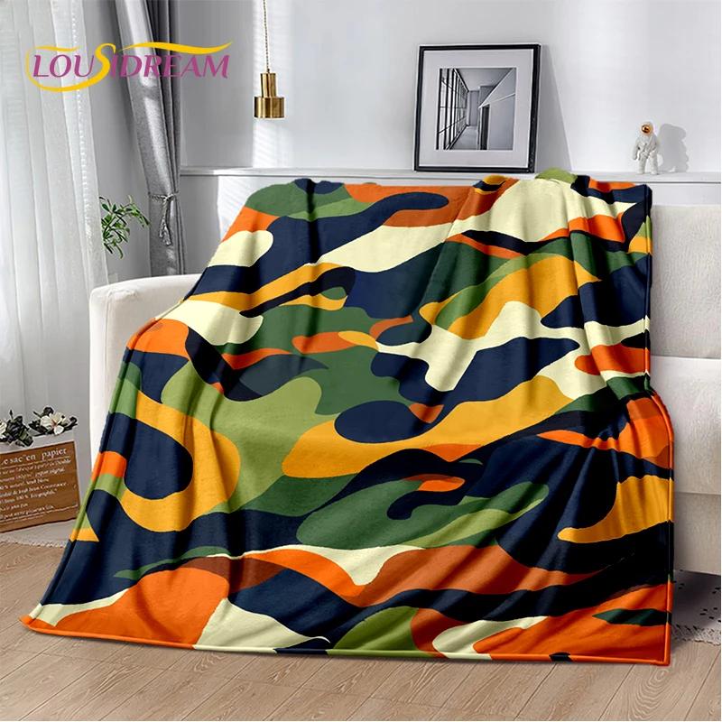 2025 Colorful Camo Green Camouflage Soft Blanket,Soft Throw Blanket for Home Bedroom Bed Sofa Picnic Travel Cover Child Gift