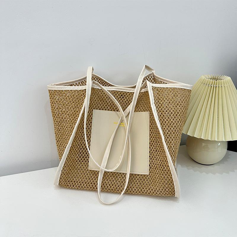 Тканая большая вместительная модная сумка, новая универсальная сумка для отдыха на плече для женщин, дорожная пляжная сумка