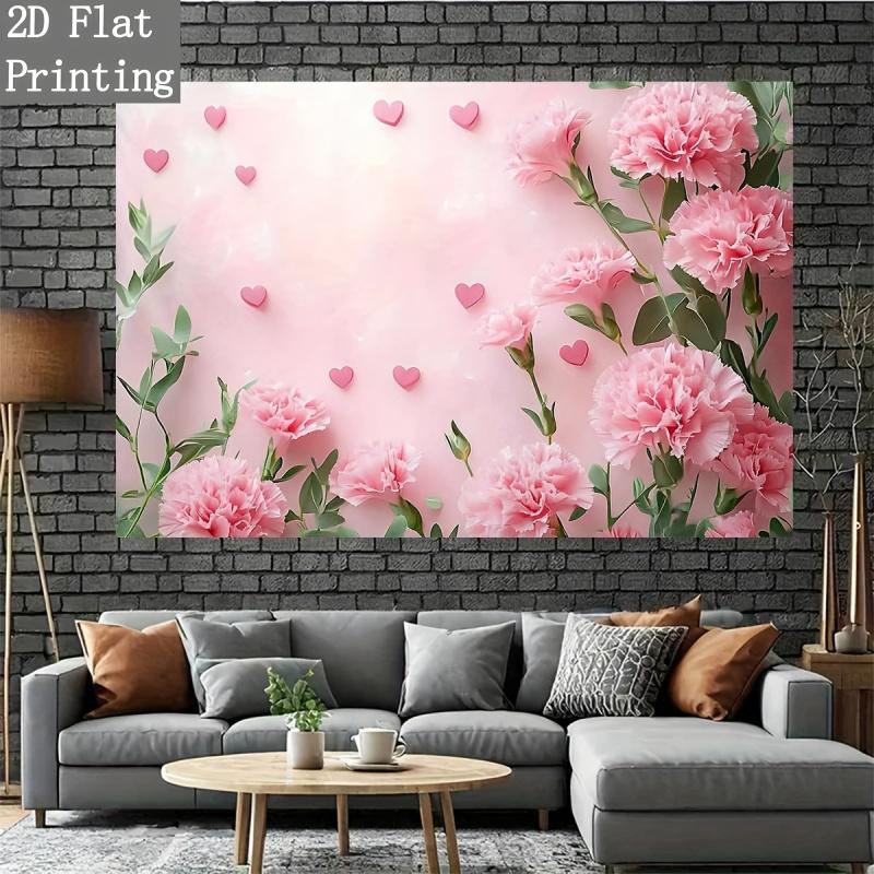 2D plane light pink carnation flower background fabric warm and fresh theme suitable for celebrations polyester fiber