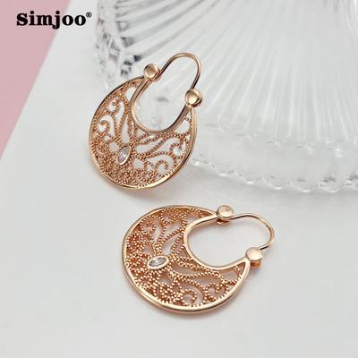 SIMJOO модные серьги с цирконом розового золота, простые веерообразные серьги с цветочным принтом