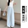 Lace-edged Ice Silk Wide-leg Pants Women's Summer Thin High-waisted Thin Loose-fitting Straight-leg Pants Casual Mopping Pants