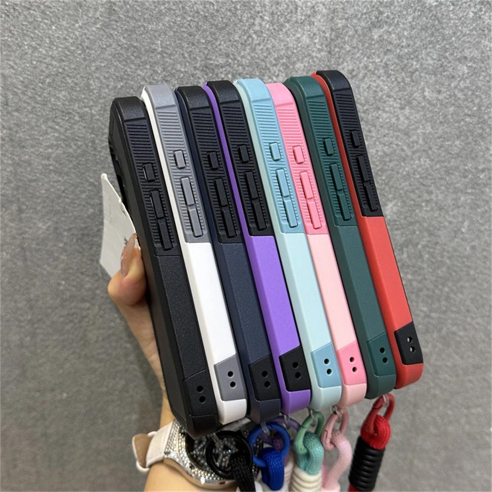 Роскошный гибридный защитный чехол с ремешком для iPhone 16 15 14 13 Pro Max, противоударный бампер