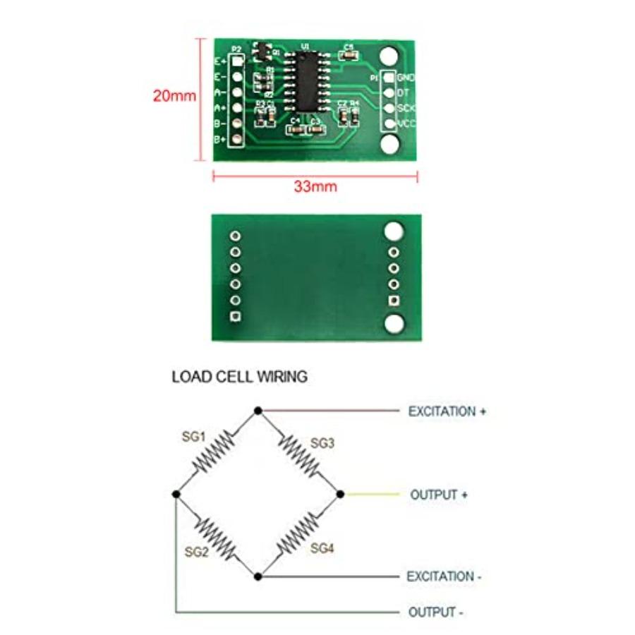 Цифровой тензодатчик 20 кг + Модуль АЦП-усилителя HX711 для Arduino DIY Портативный электронный кухонный весовой набор с P