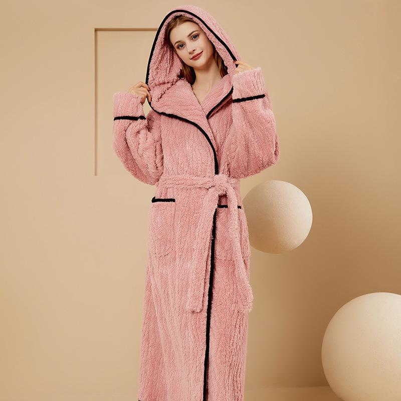 Зимние фланелевые банные халаты для пар с длинными рукавами для мужчин и женщин, домашняя одежда, теплые утолщенные халаты-кимоно большого размера, толстовки, одеяла