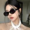 Корейские черные овальные солнцезащитные очки для женщин: Модные, элитные, крупная оправа, круглое лицо, унисекс.
