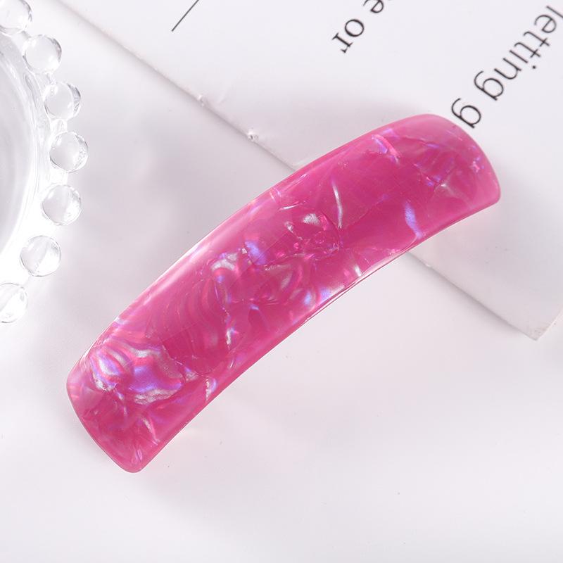 Korean Trendy Acetate Plaid Hair Clip - Colorful Curved Design for Bangs