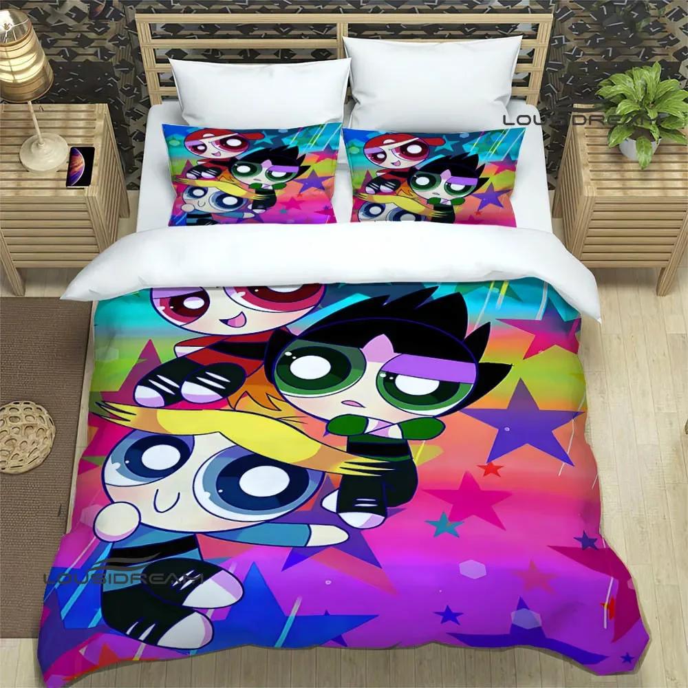 3D Мультяшные комплекты постельного белья P-Powerpuff-Girls изысканный набор постельных принадлежностей пододеяльник набор одеяло комплект постельного белья роскошный подарок на день рождения
