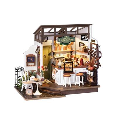 Миниатюрный домик Rolife Cafe Coffee Shop № 17 Набор для создания миниатюрного домика для кафе, кукольный домик, 3D-головоломка со светодиодами, набор для самостоятельной сборки, деревянная головоломка, деревянное ремесло