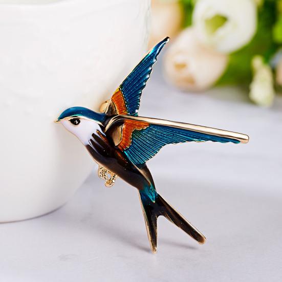 Yousheng Brooch Pin Colorful Enamel Swallow Design Brooch Sweaters Necklace Decorative Sweaters Hats Bags Clothing Brooch