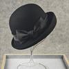 Princess style milliner British Hepburn fan woolen bucket hat crimped basin hat casual fashion French bow felt