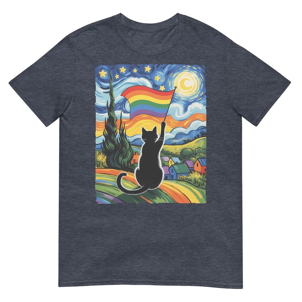 Gay Pride Cat Art Cat Starry Night Style Lgbtq Pride Support TShirt