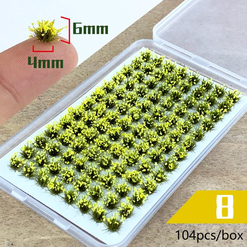 104pcs/box Static Grass Tuft Model Grass Tufts Terrain Model Kit Static Scenery Model Miniature Shrubs Bushes