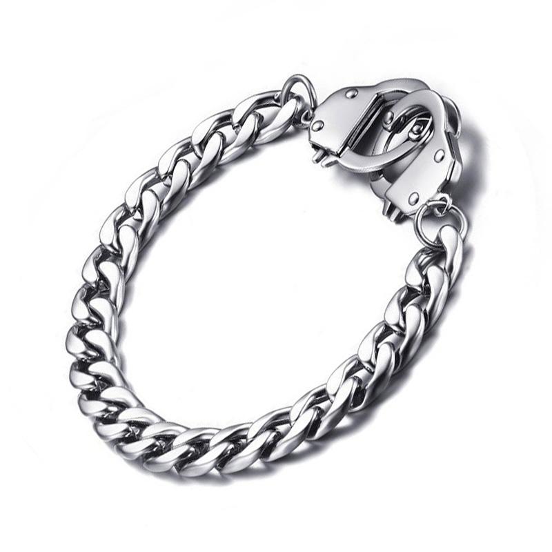 Steel Handcuffs Bracelet Mens Stainless Steel Gifts Man Accessories Charm Gold Chain Bracelets Statement Hip Hop