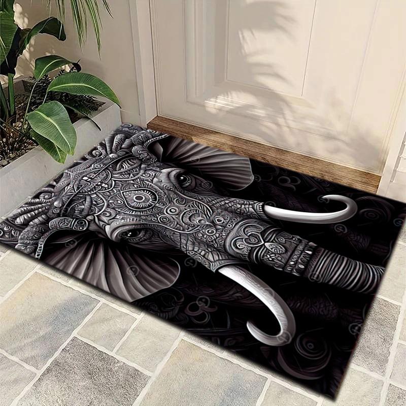 1Pc elephant theme Printed circular carpet, home door mat, outdoor travel protection carpet B5