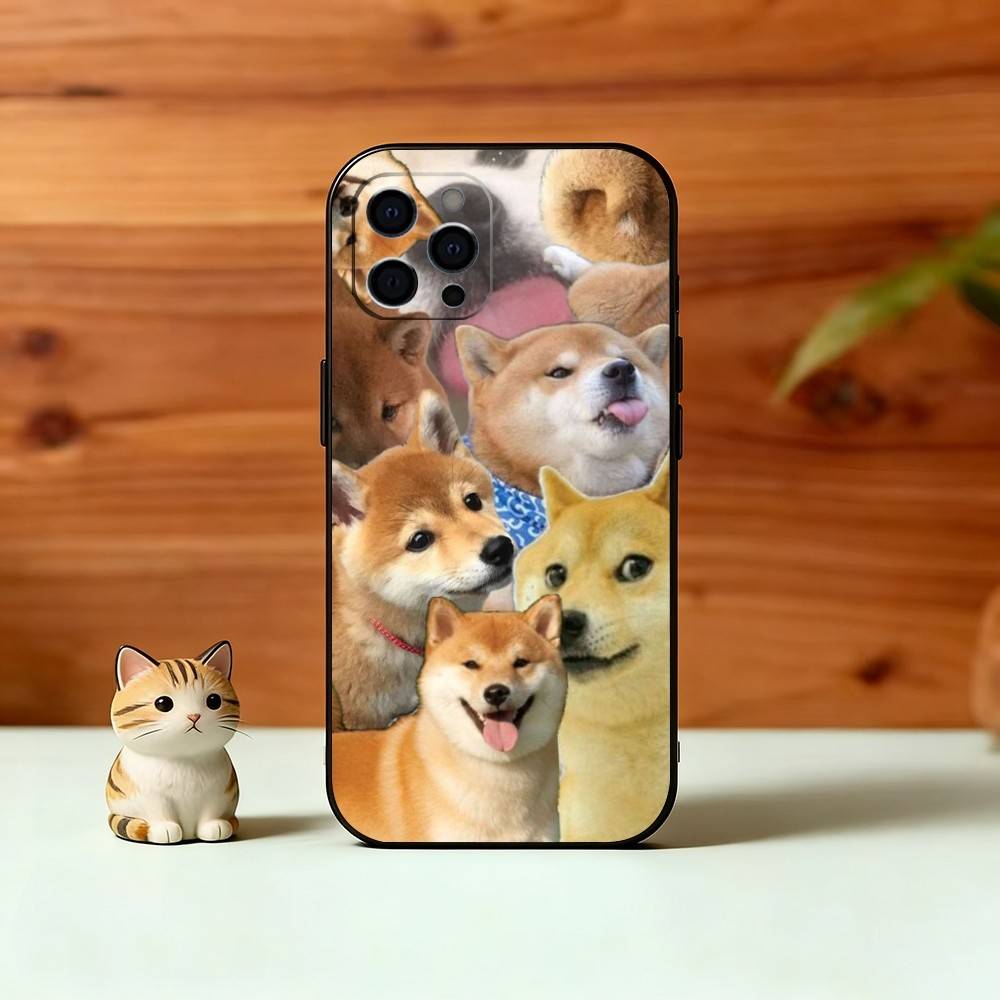 Чехол для телефона Shiba Inu для iPhone 17, 16, 15, 14, 13, 12, 11 Plus, Pro Max, Другие Мягкий Черный Чехол