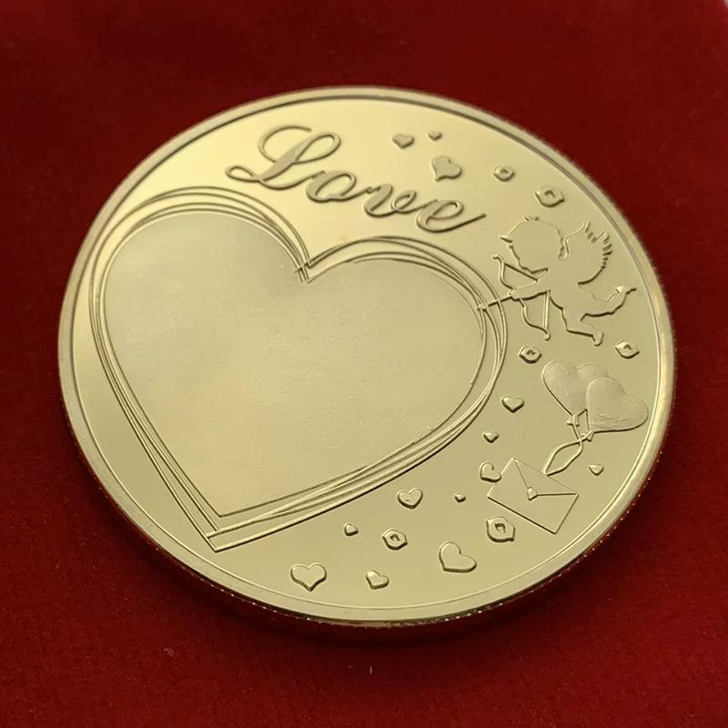Rose Heart Love Angel Gold Plated Commemorative Coin Collection Coin Tooth Fairy Gold Coin Commemorative Medal Coin