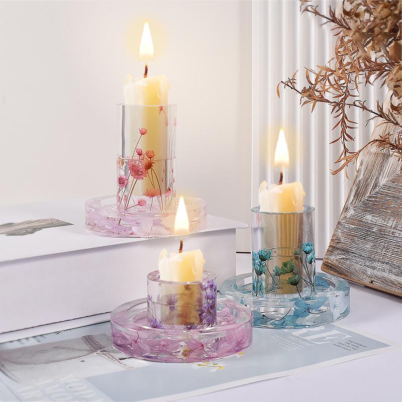 Cement Round Candlesticks Silicone Molds DIY Concrete Plaster Nordic Candle Holder Pottery Mould Home Decor Handicrafts Gift